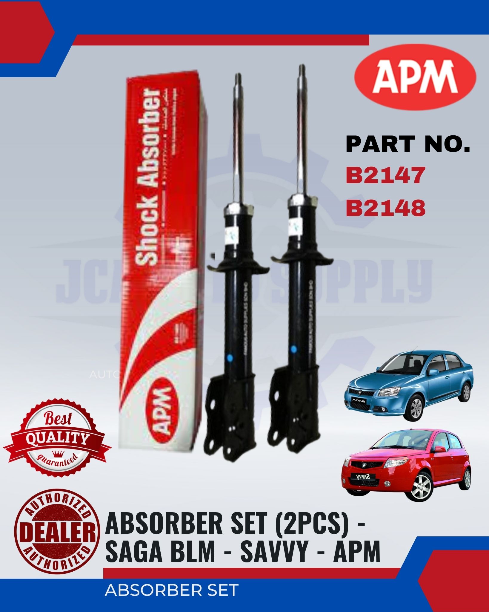 absorber set saga blm savvy apm front rear b2147 b2148